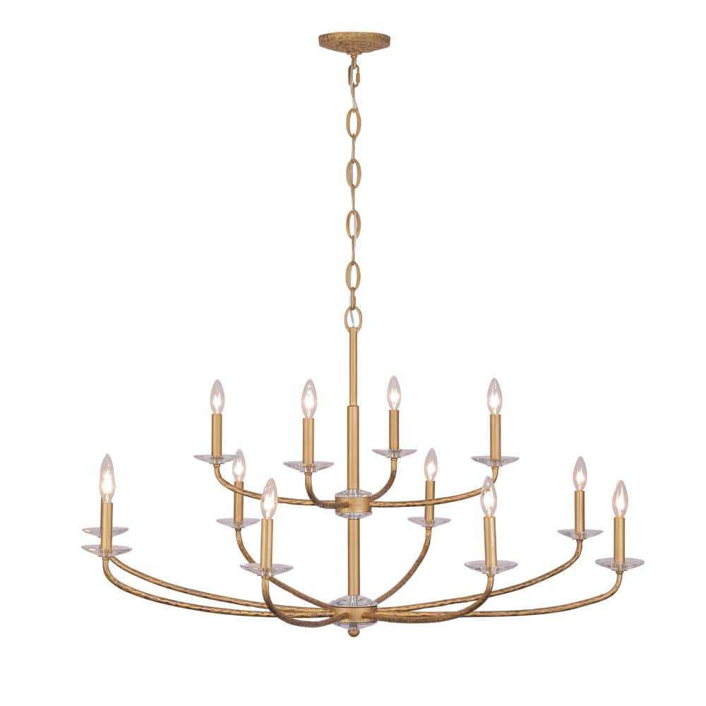 Atella 12-Light Ashen Gold with Faceted Crystal Accents Candle Chandelier for Dining Room and No Bulbs Included price history on PriceWatchPro