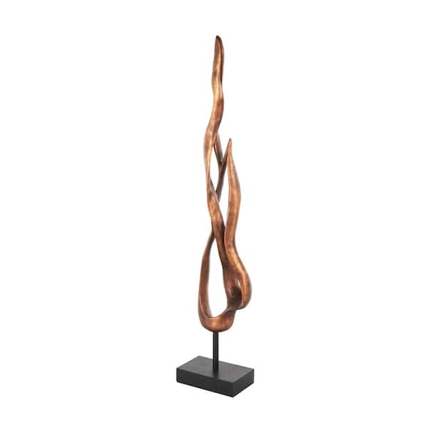Litton Lane Bronze 6 in. x 32 in. Polystone Abstract Abstract Sculpture with Rectangle Black Base
