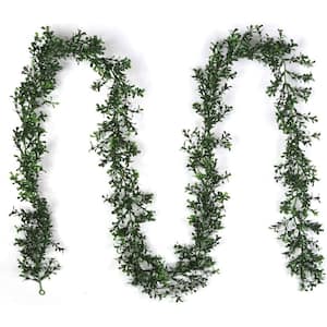 9 ft. Long Artificial Boxwood Garland with Hanging Loops