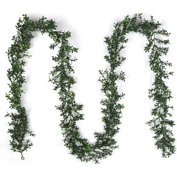 Larksilk 9 ft. Long Artificial Boxwood Garland with Hanging Loops