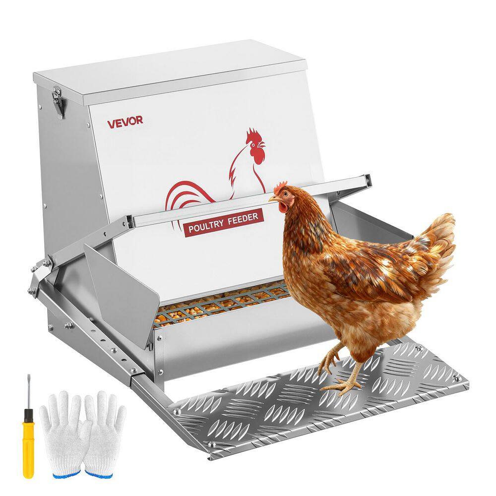 Automatic Chicken Feeder, 40 lbs. Capacity, 21 x 17 in., Rainproof Treadle Poultry Feeder with Lockable Lid, Greenhouse price history on PriceWatchPro