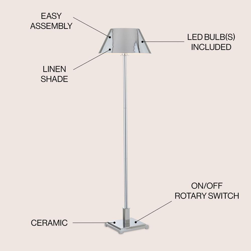 Roxy Transitional 60" Polished Chrome LED Floor Lamp