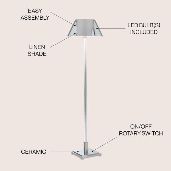 JONATHAN Y Roxy 60 in. Chrome Metal Floor Lamp JYL6005A - The Home