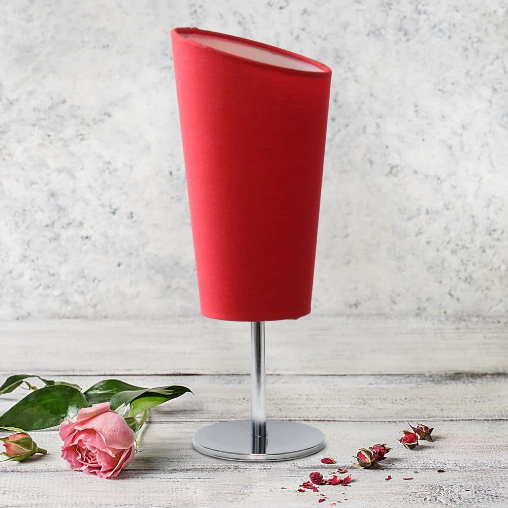 12.4 Chrome Table Lamp with Slanted Red Shade, Stylish Accent for Entryway or Living Room price history on PriceWatchPro