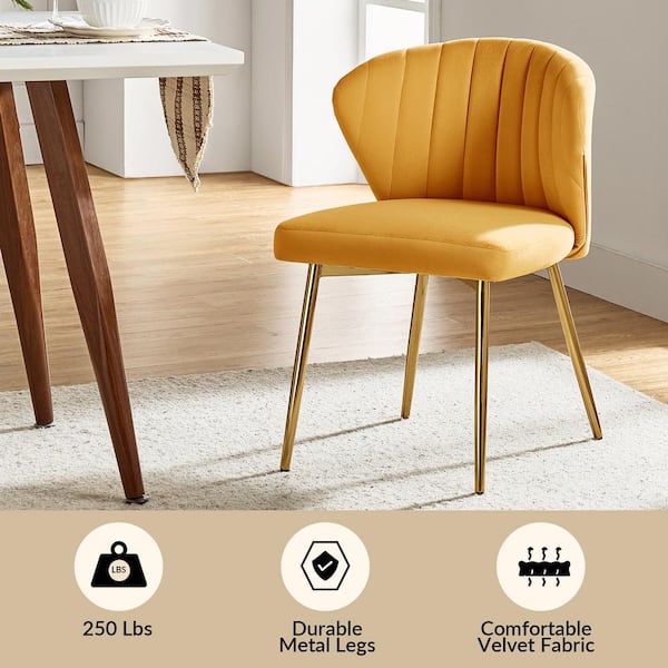 JAYDEN CREATION Olinto Modern Mustard Velvet Channel Tufted Side