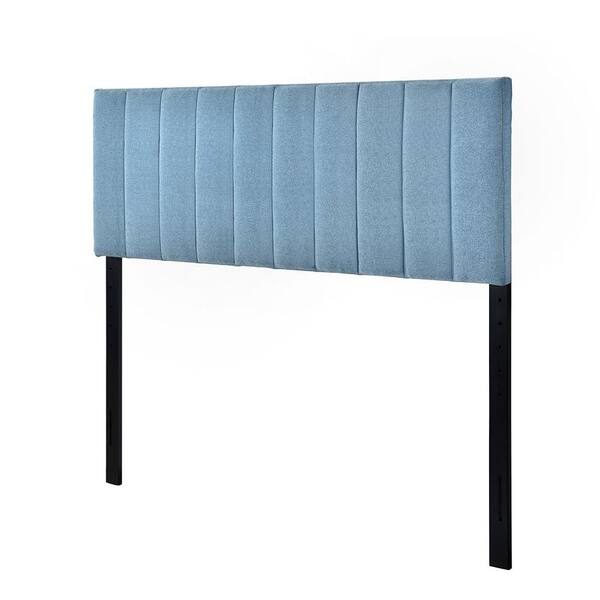 HMidea Vertical Channel Blue Queen Upholstered Headboard