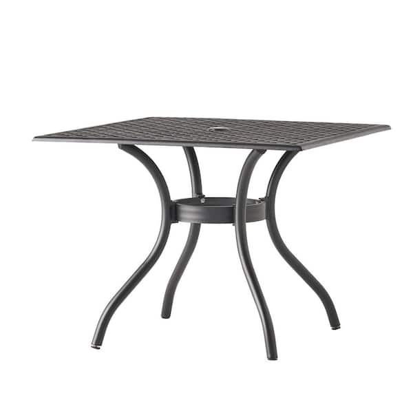 Tenleaf 39 in Black Metal Square Outdoor Coffee Table