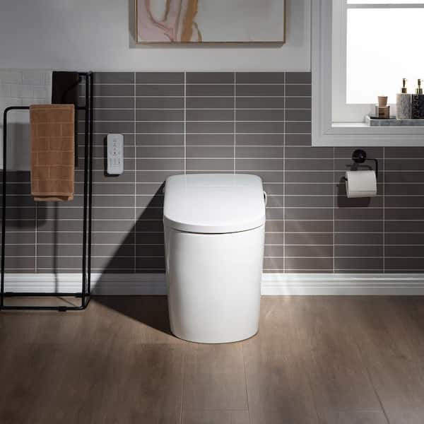 WOODBRIDGE Intelligent Comfort Height 1-Piece 1.0 GPF /1.6 GPF Dual Flush Elongated Toilet in White, Seat Included