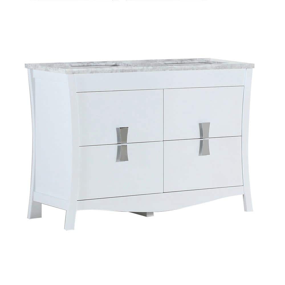 Tracy 48 in. W x 19 in. D x 34 in. H Double Vanity in White with Carrara Marble Vanity Top in White with White Basins price history on PriceWatchPro