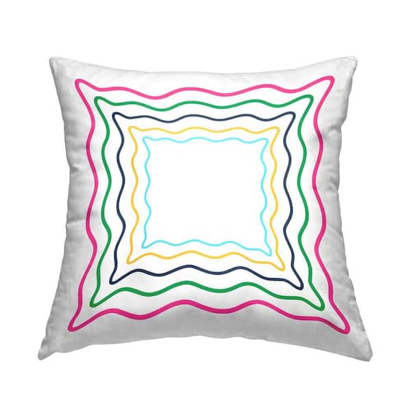 Stupell Industries Bold Wavy Borders Multi-Color Abstract Polyester 18 in. x 18 in. Throw Pillow