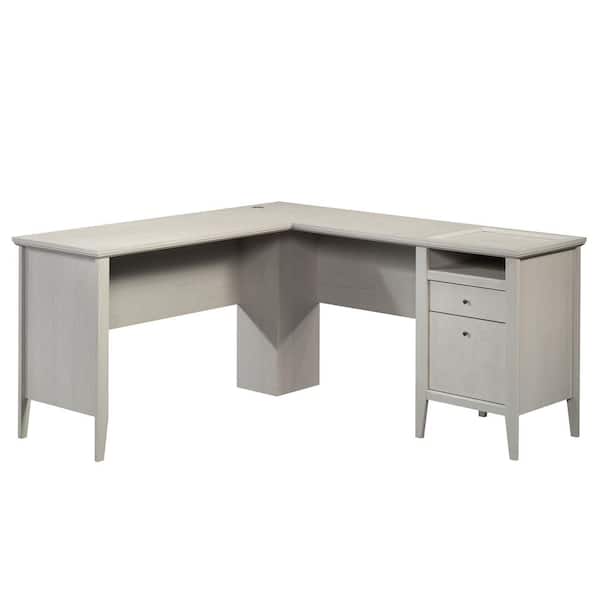 SAUDER Larkin Ledge 62.677 in. Glacier Oak L-Shaped Computer Desk with File Storage and Cord Management