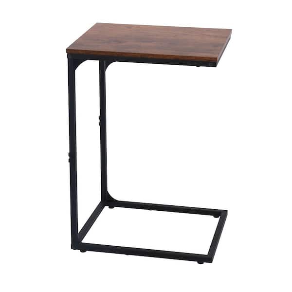 Angel Sar 15.7 in. x 11.8 in. x 24 in. Brown C Shaped Wood End Table, Side Table for Living Room, Bedroom and Small Spaces