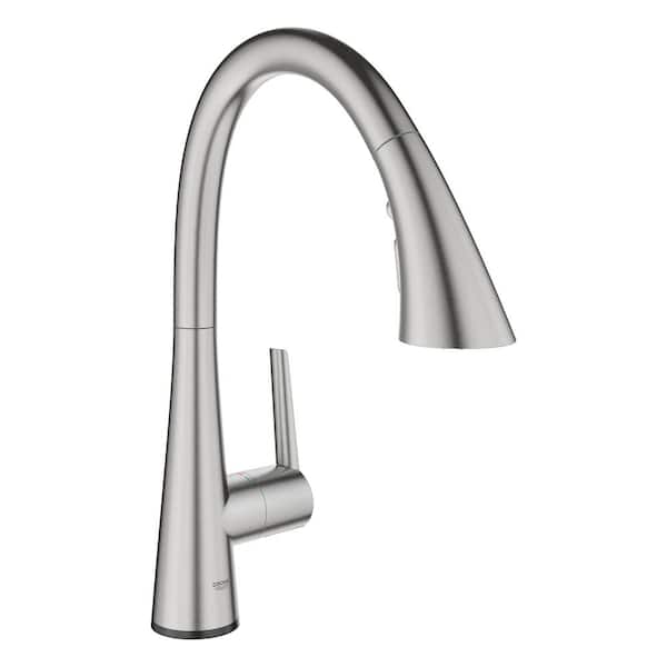 GROHE Zedra Touch Single-Handle Pull-Out Sprayer Kitchen Faucet with Touch Activation in SuperSteel Infinity Finish