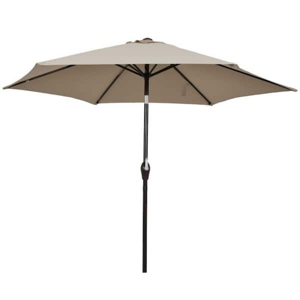 Clihome 10 ft. Steel Market Tilt Outdoor Patio Umbrella in Tan with Crank