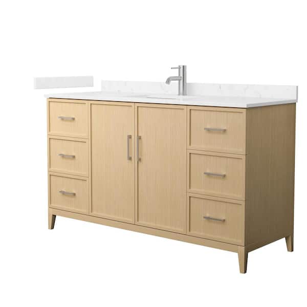 Wyndham Collection Elan 60 in. W x 22 in. D x 35 in. H Single Bath Vanity in White Oak with Carrara Cultured Marble Top