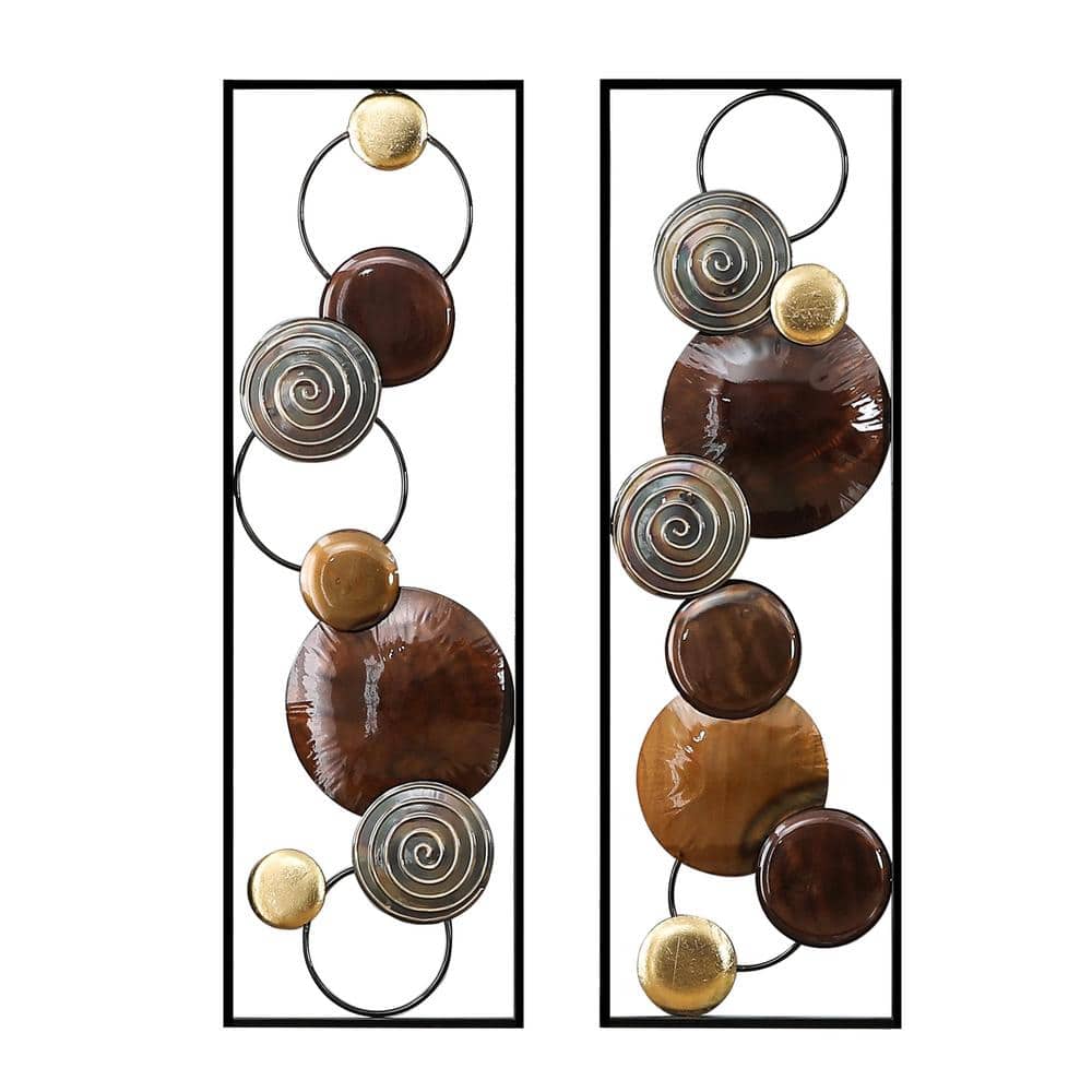 Brown and Gold Abstract Metal Wall Art Set