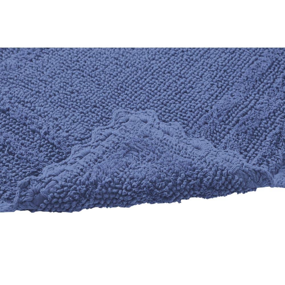 Lilly Blue Cotton Crochet Reversible Bath Rug