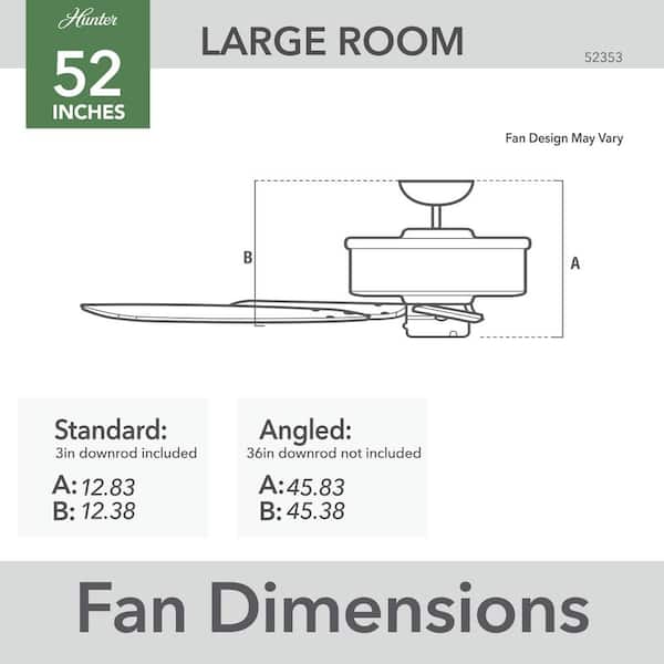 Hunter - Gilrock 52 in. Indoor Matte Silver Ceiling Fan For Bedrooms