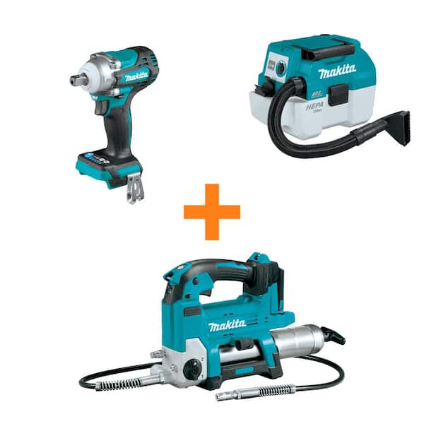 18V LXT Brushless 4-Speed 1/2 in. Impact Wrench and 18V LXT Brushless Wet/Dry Vacuum with bonus 18V LXT Grease Gun