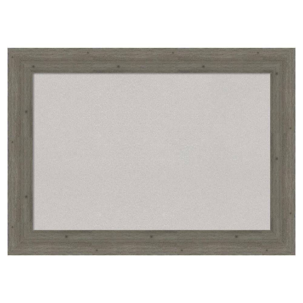 Amanti Art Fencepost Grey Wood Framed Grey Corkboard 43 in. x 31 in ...