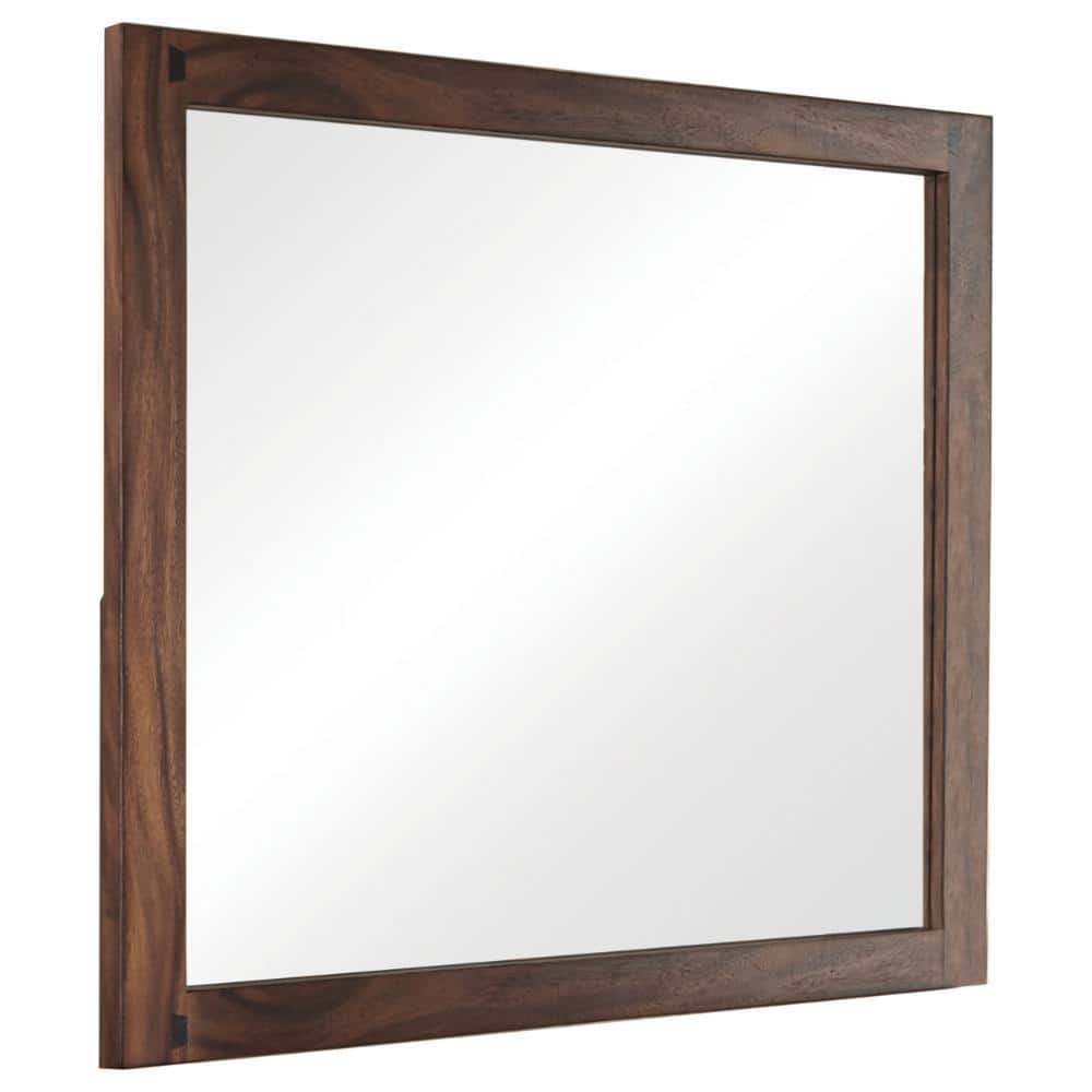 木製ミラー ブラウン Benjara 1.5 in. x 44 in. Rectangular Wooden Frame Brown Wall
