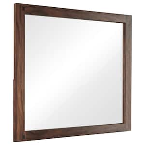 1.5 in. x 44 in. Rectangular Wooden Frame Brown Wall Mirror