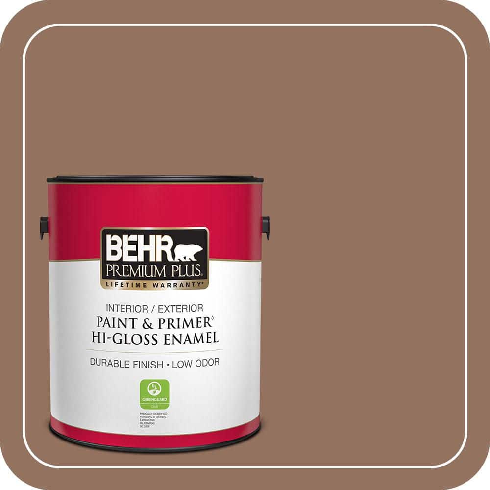 1 gal. #BXC-84 Corral Brown Hi-Gloss Enamel Interior/Exterior Paint & Primer product image for price tracking
