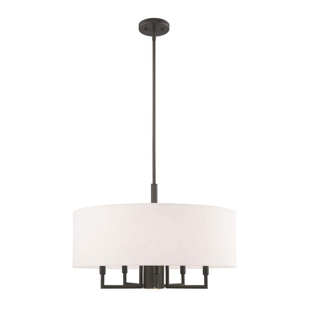 English Bronze 6-Light Modern Drum Pendant Chandelier