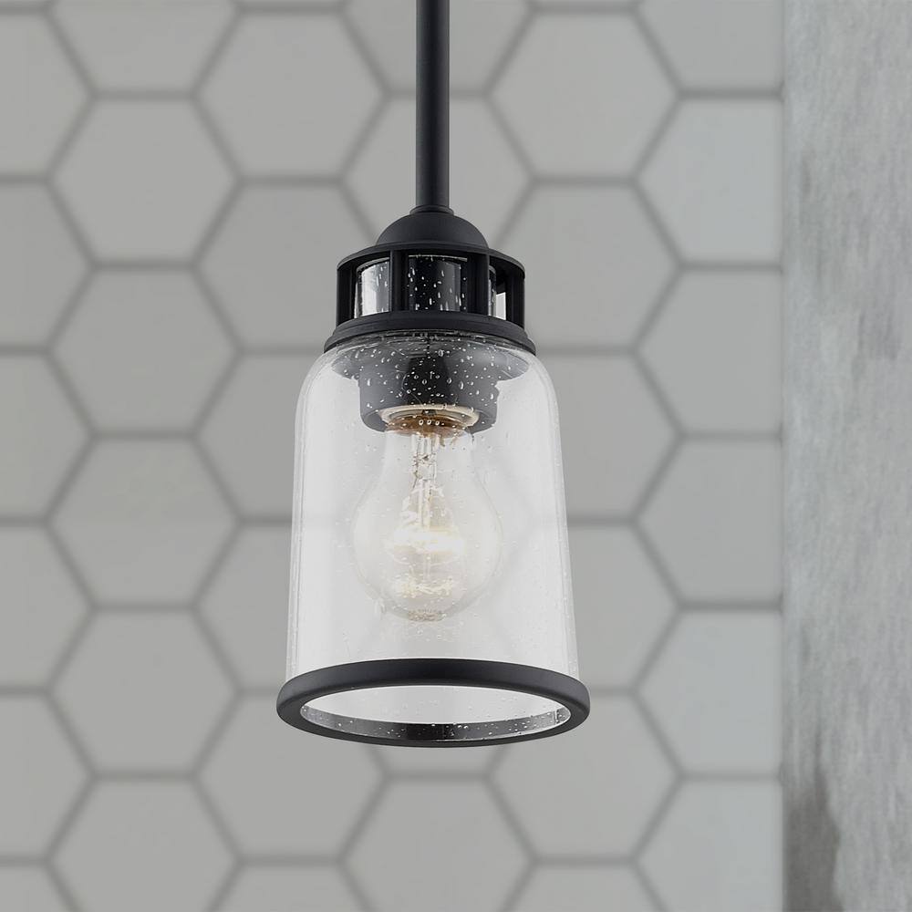 Lawrenceville Mini Black Hand-Blown Seeded Glass Pendant Light