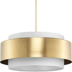 Silva Collection 3-Light Brushed Bronze White Linen Shade Pendant