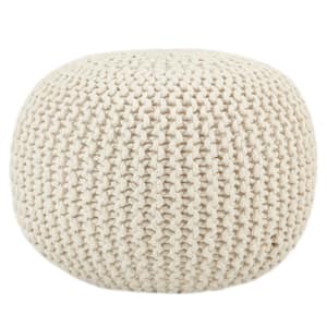 Asilah Solid White 20 in. x 20 in. x 14 In. Indoor/Outdoor Round Pouf