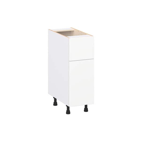 Timberline 12 in. W x 24 in. D x 34.5 in. H Assembled Slab Base Kitchen Cabinet in Bright White with 10 in. Drawer