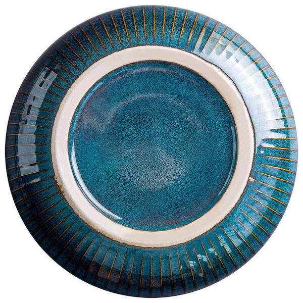 1pc Porcelain Round Serving Bowl Blue Decorative Bowl for Salad