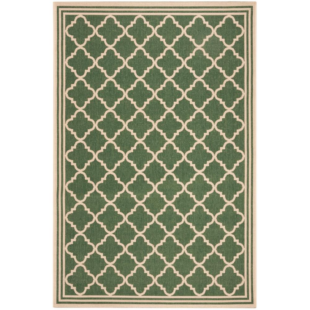 Beach House Green/Cream Doormat 2 ft. x 4 ft. Border Trellis Indoor/Outdoor Area Rug