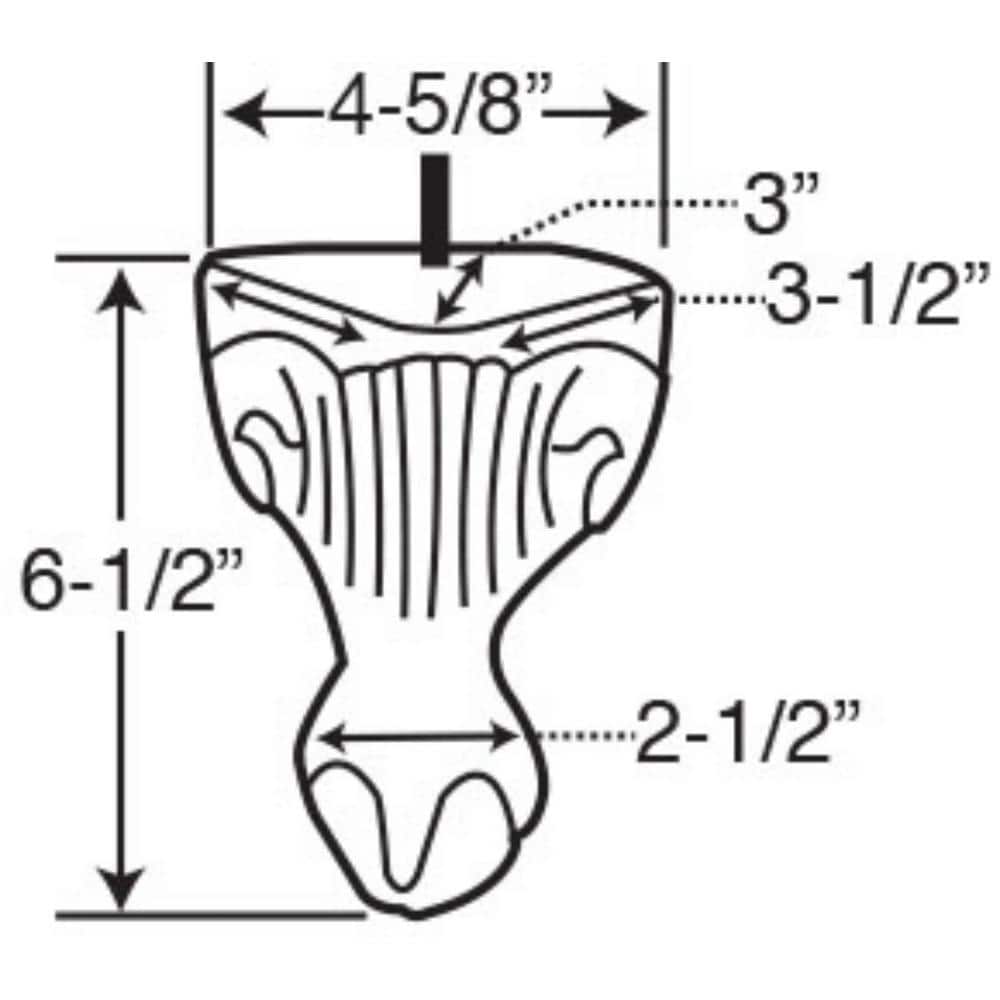 6.5" Unfinished Solid Hardwood Queen Ann Bun Foot Leg
