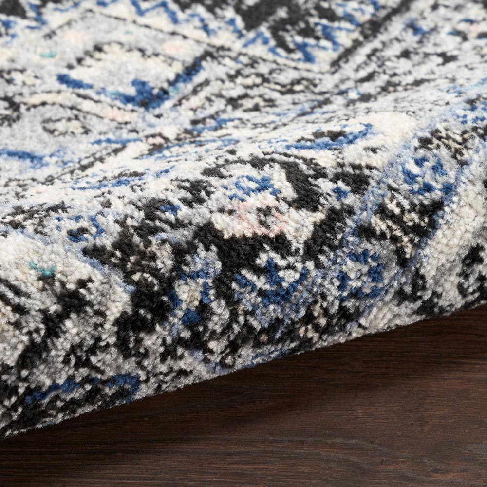 Passion Floral Black and Ivory Easy-Care Area Rug