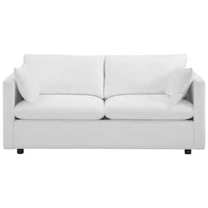 Activate 70 in. White Polyester 3-Seater Tuxedo Sofa with Square Arms