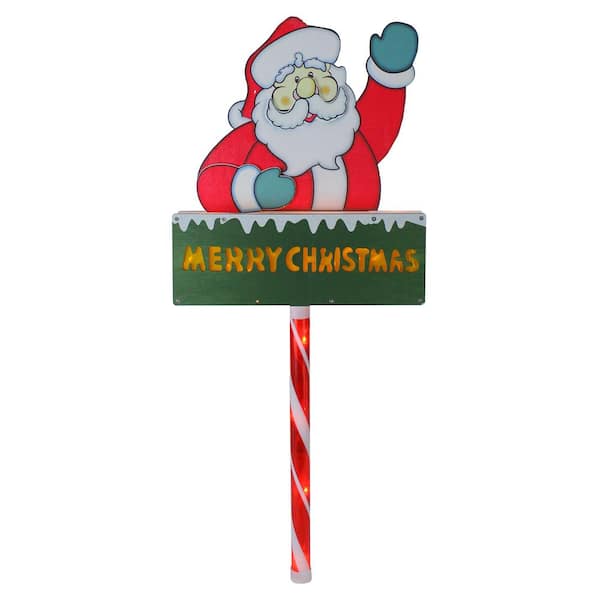 Northlight 28 in. Lighted Santa Claus Merry Christmas Lawn Stake in Clear Lights
