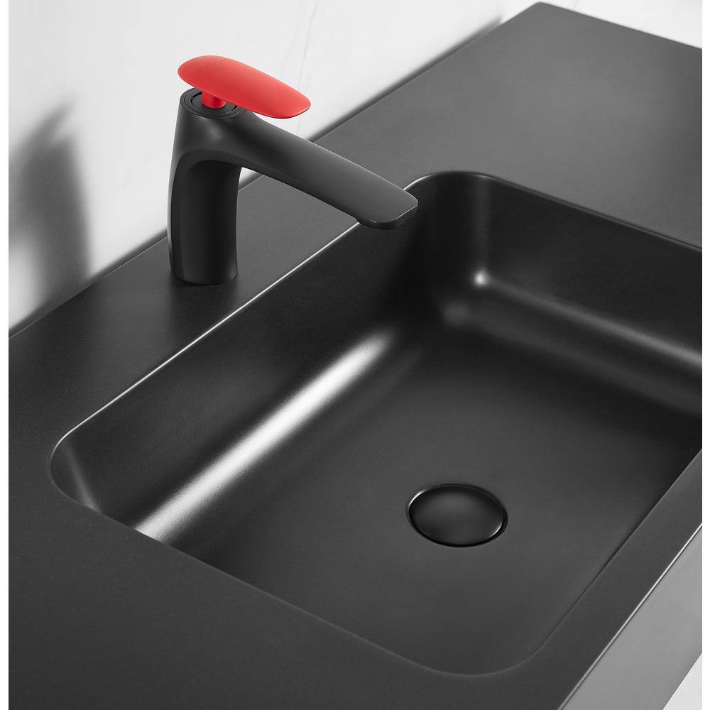 Matte Black Granite Wall-Mount Rectangular Bathroom Sink