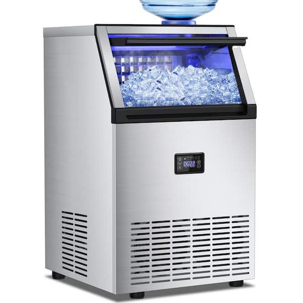 16.93 in.200 lb./Day Freestanding Icemaker in Stainless Steel with Full-Size Cube Production for Homebar & Entertainment