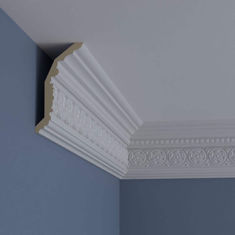 Primed White Polyurethane Geometric Crown Moulding Sample