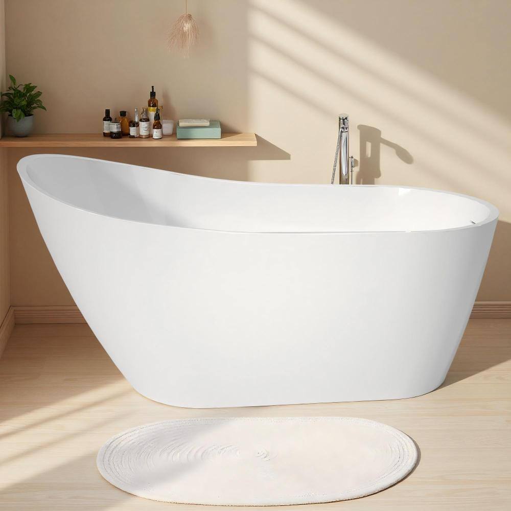 59x32 Inch Acrylic Freestanding Bathtub,White Oval High Back,Non Slip,Scratch Resistant, Easy Clean,Drain Not Included price history on PriceWatchPro