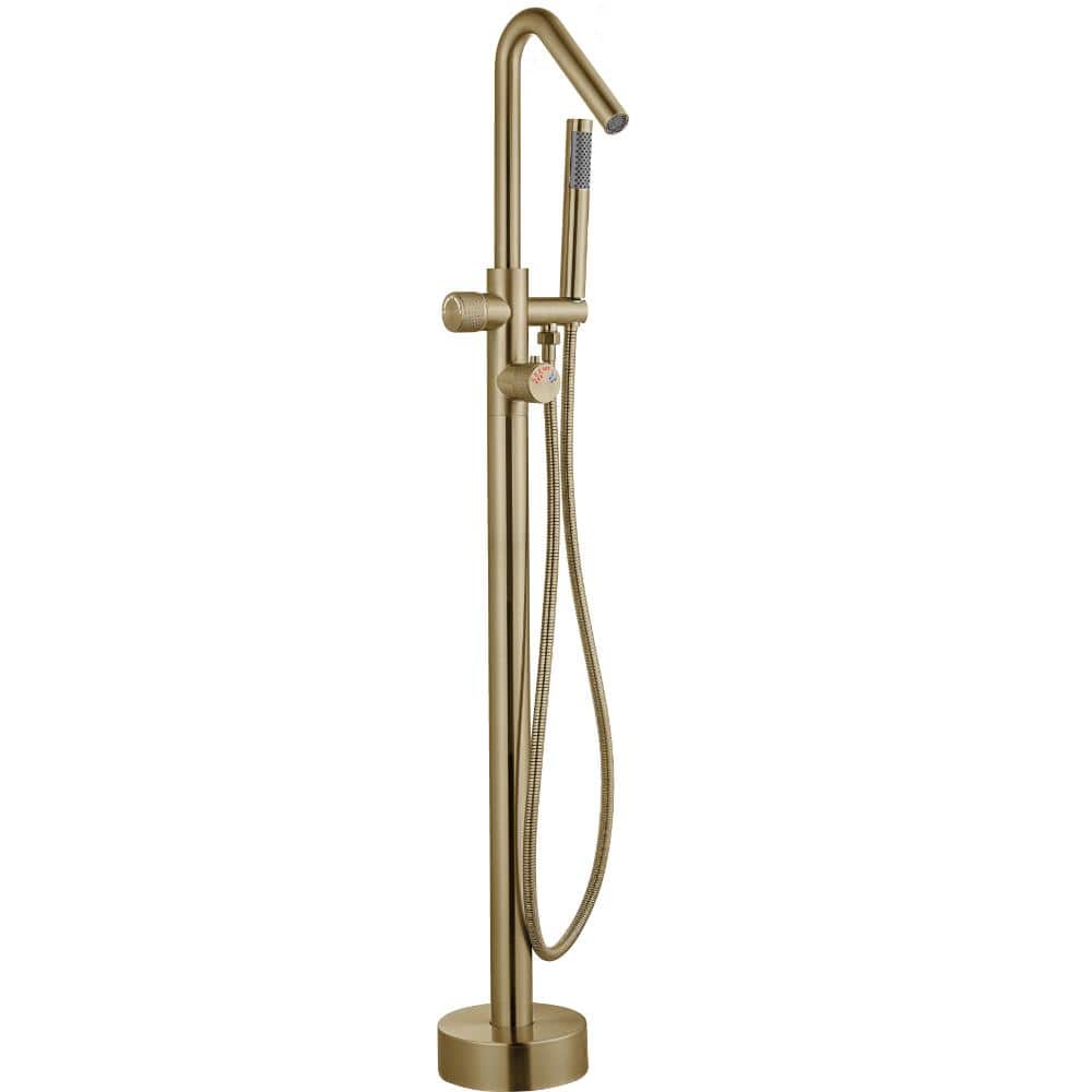 Single Handle Freestanding Bathtub Faucet 316 Stainless Steel with Thermostatic Valve in Brushed Gold price history on PriceWatchPro