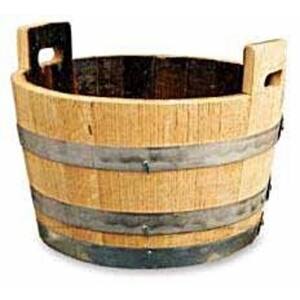 26 in. W x 17 in. H Light Brown Oak Wood Lacquer Wine Barrel Bucket