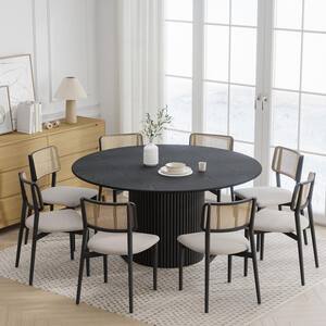 Dovelina 52 in. Natural Oak Wood Color Column Pedestal Round Kitchen ...