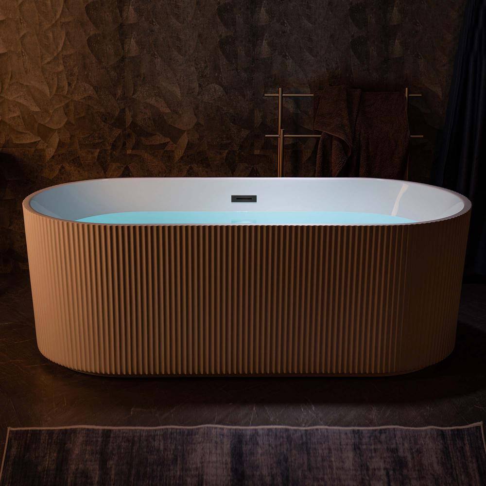 Pavanjit 67" White Matte Black Freestanding Acrylic Soaking Tub