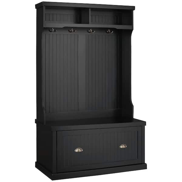 Homcom Black Hall Tree With Bench And Shoe Storage 837-038v01bk - The 