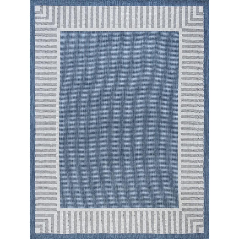 Striped Border Rug Tayse Rugs Eco Striped Border Blue 4 ft. x 6 ft. Indoor/Outdoor Area ...