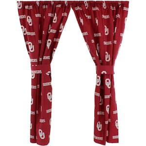 42 in. W x 63 in. L Oklahoma Sooners Cotton With Tie Back Curtain in Red (2 Panels)