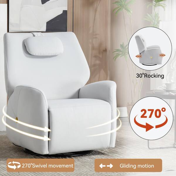 Boyel Living Beige Power Recliner Chair with Lumbar and Neck Support Pillow Max Swivel Degree 270 USB and Type C Ports BL CM806BE The Home Depot